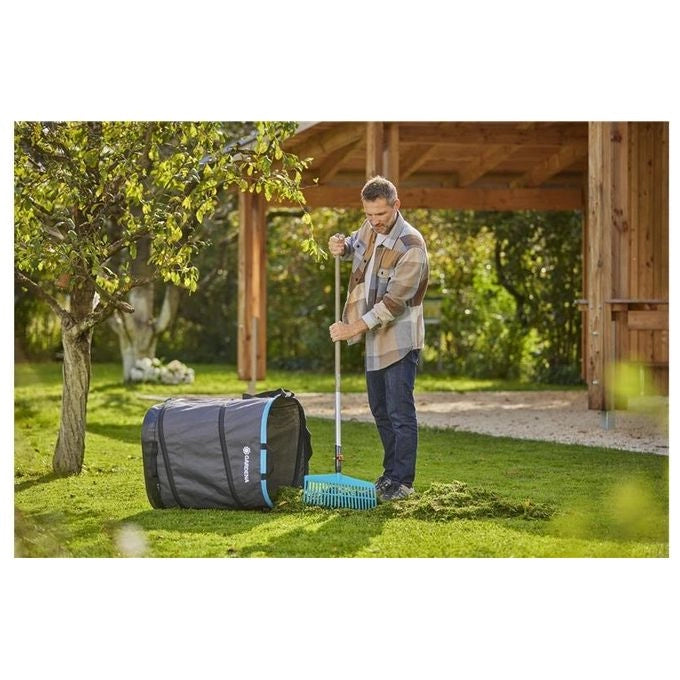 Gardena 11716-20 Sacco per rifiuti da giardino PopUp rettangolare 220 l con altezza regolabile e 4 maniglie colore Grigio Turchese