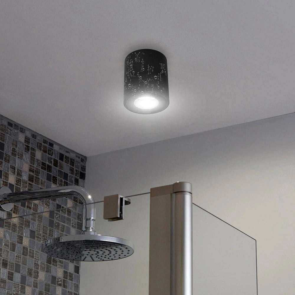 Trade Shop - Faretto Lampada Soffitto Bagno Vasca Box Doccia Portalampada Gu10 Impermeabile Ip65 - Nero