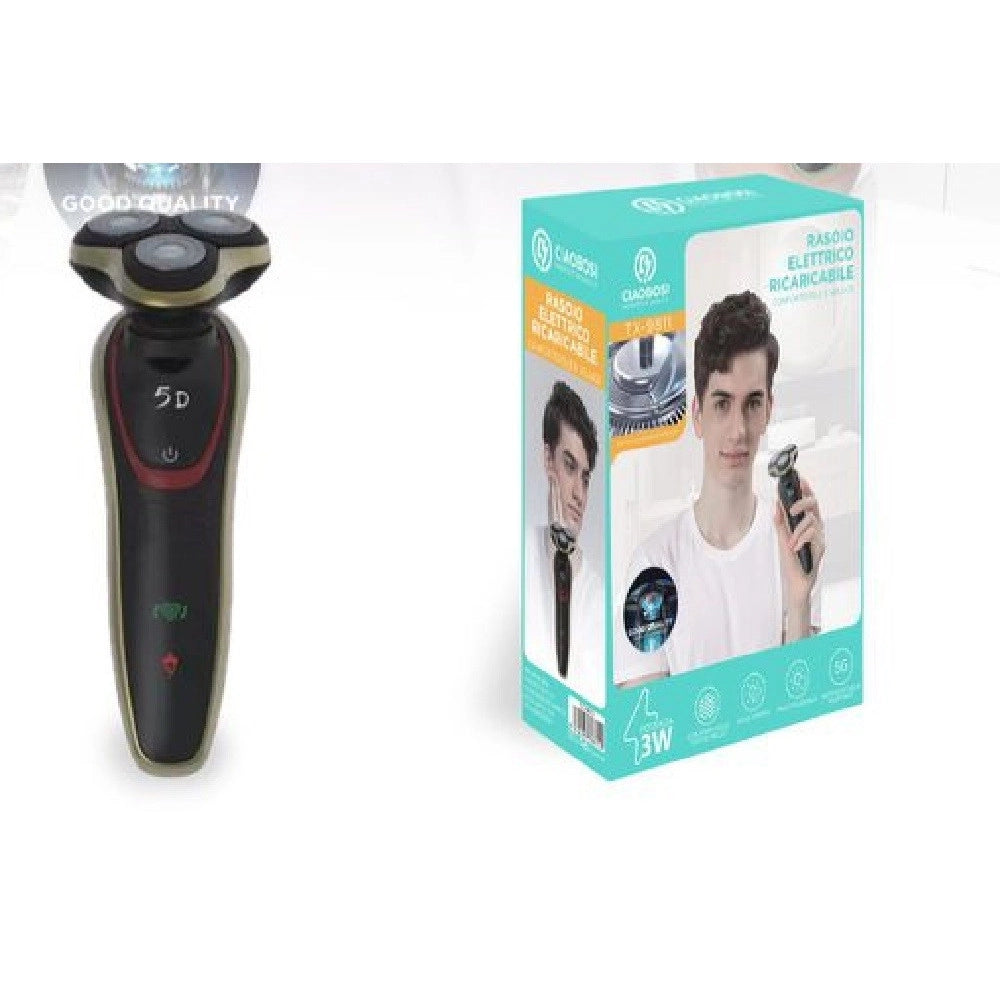 Trade Shop - Rasoio Elettrico Ricaricabile 3 Testine 5d Barba Uomo Impermeabile 3watt Tx-9811 -
