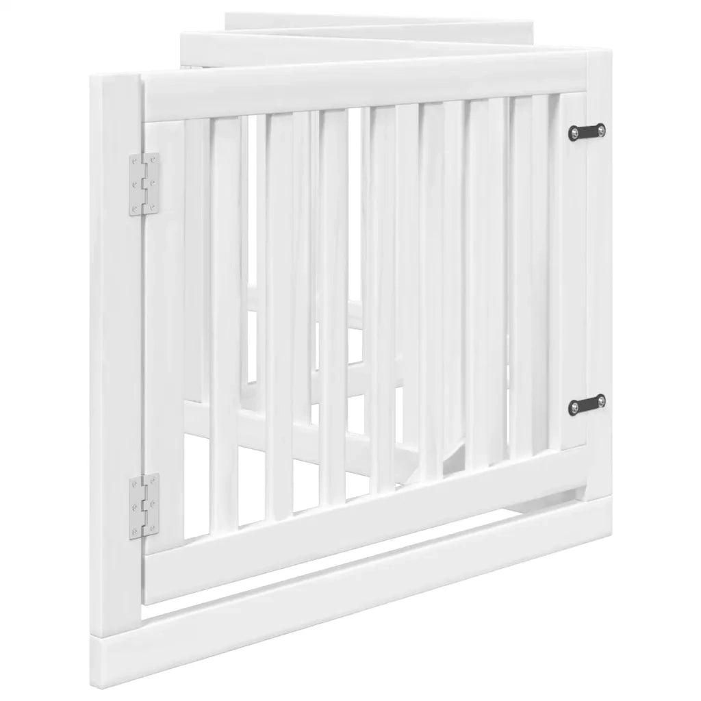 Cancello Cani Porta Pieghevole Bianco 4 Pannelli 320 cm Pioppo 352249