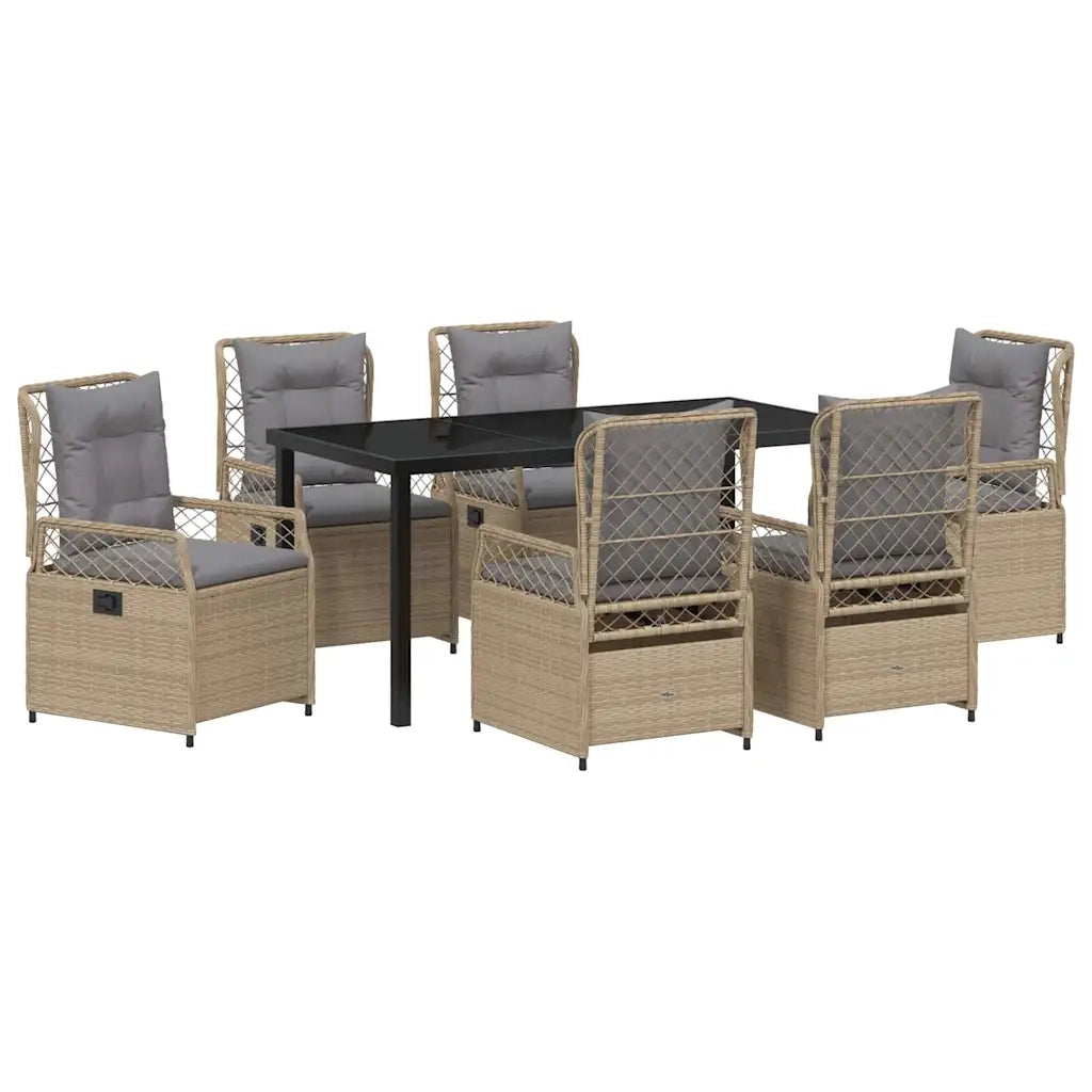 Set da Pranzo per Giardino 7 pcs Beige e Grigio Chiaro