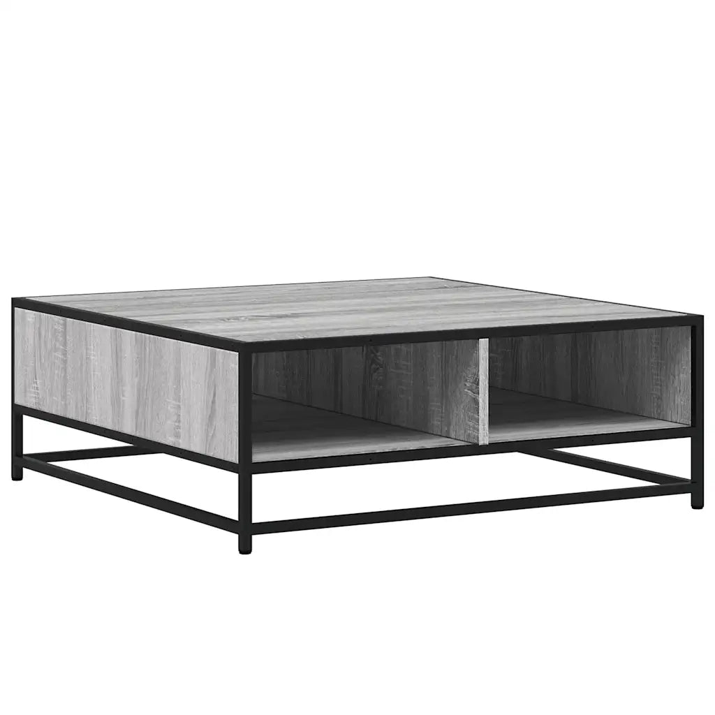 Tavolino-Tavolino da soggiorno-Tavolo Grigio Sonoma 80x80x30 cm in Truciolato e Metallo