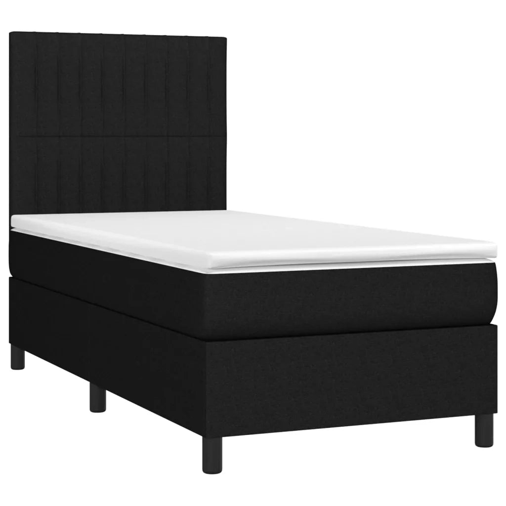 Letto a Molle con Materasso e LED Nero 90x190 cm in Tessuto 3134999