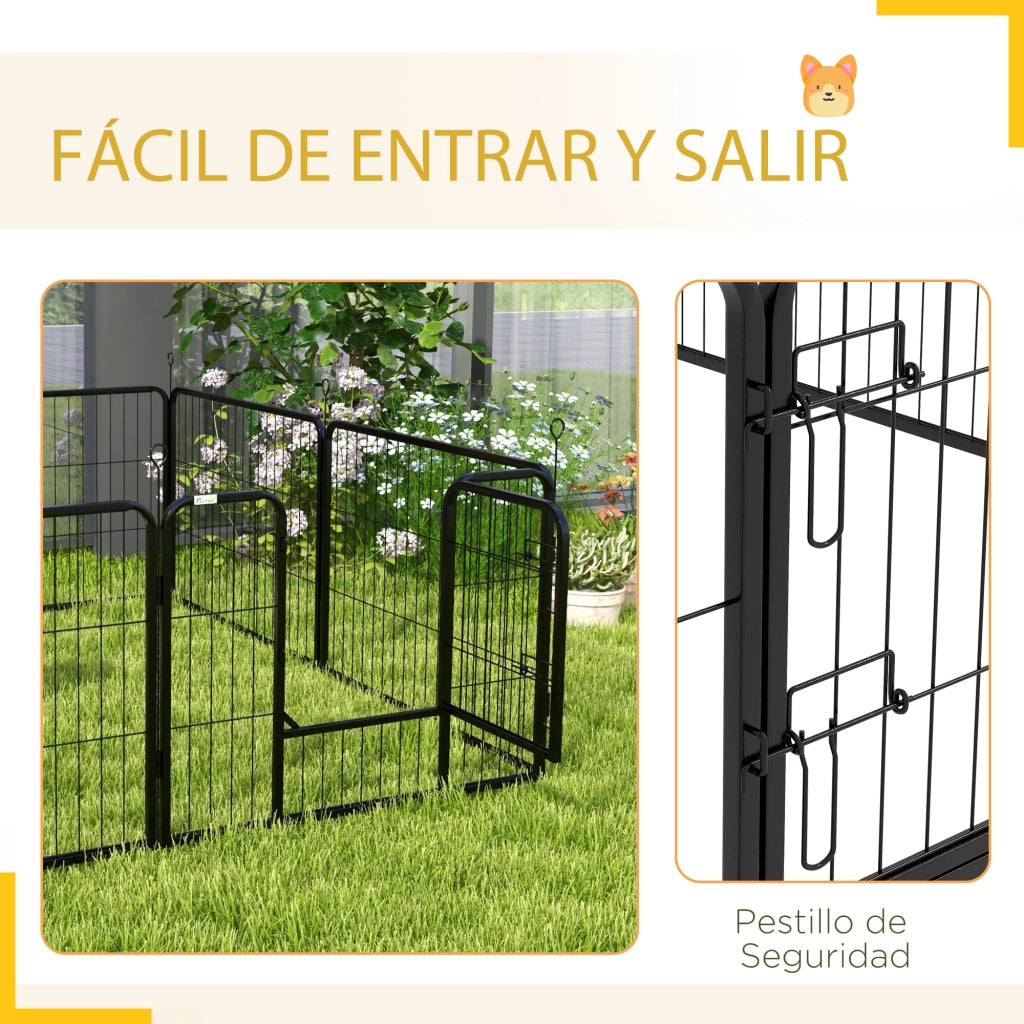 Recinto per Cani 8 Pannelli ¨C Minimal ¨C Nero 80x60 cm
