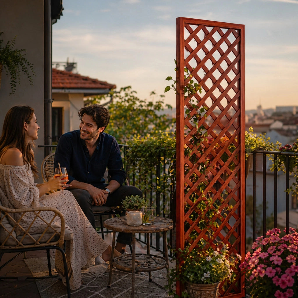 Traliccio In Legno Di Pino Impregnato Per Giardino Balcone E Terrazza Supporto Per Piante Rampicanti Grigliato Decorativo Frangivista Privacy Outdoor 60 x 180 Cm Legno Naturale