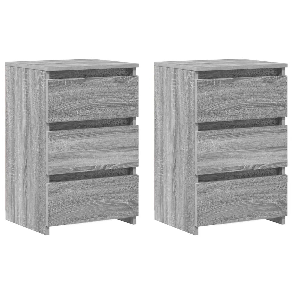 Set di 2 Comodini | Armadio da Notte | Mobiletto da notte Grigio Sonoma 40x35x62,5 cm in Legno Multistrato