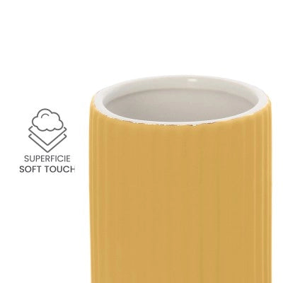 Set accessori bagno 2 pezzi in ceramica giallo soft touch Spring