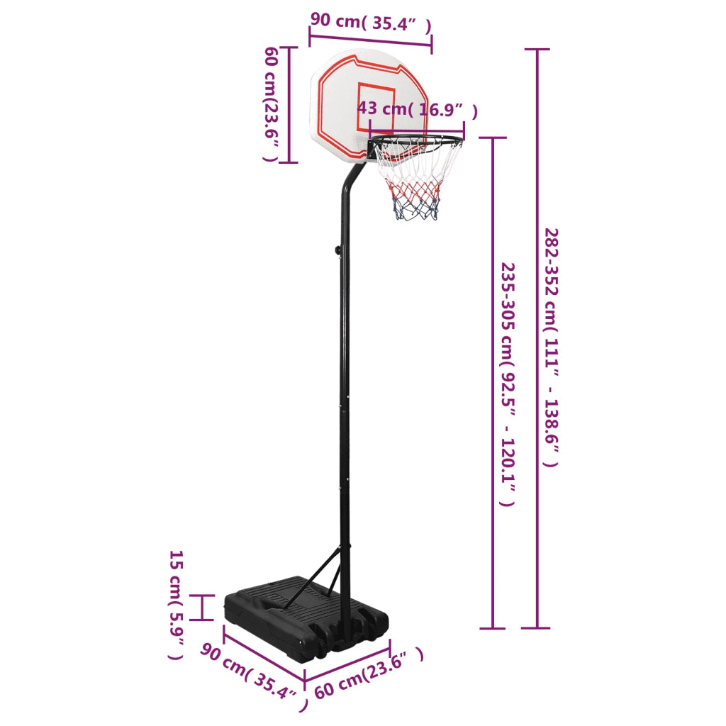 Supporto per Pallacanestro Bianco 282-352 cm Polietilene 3107831