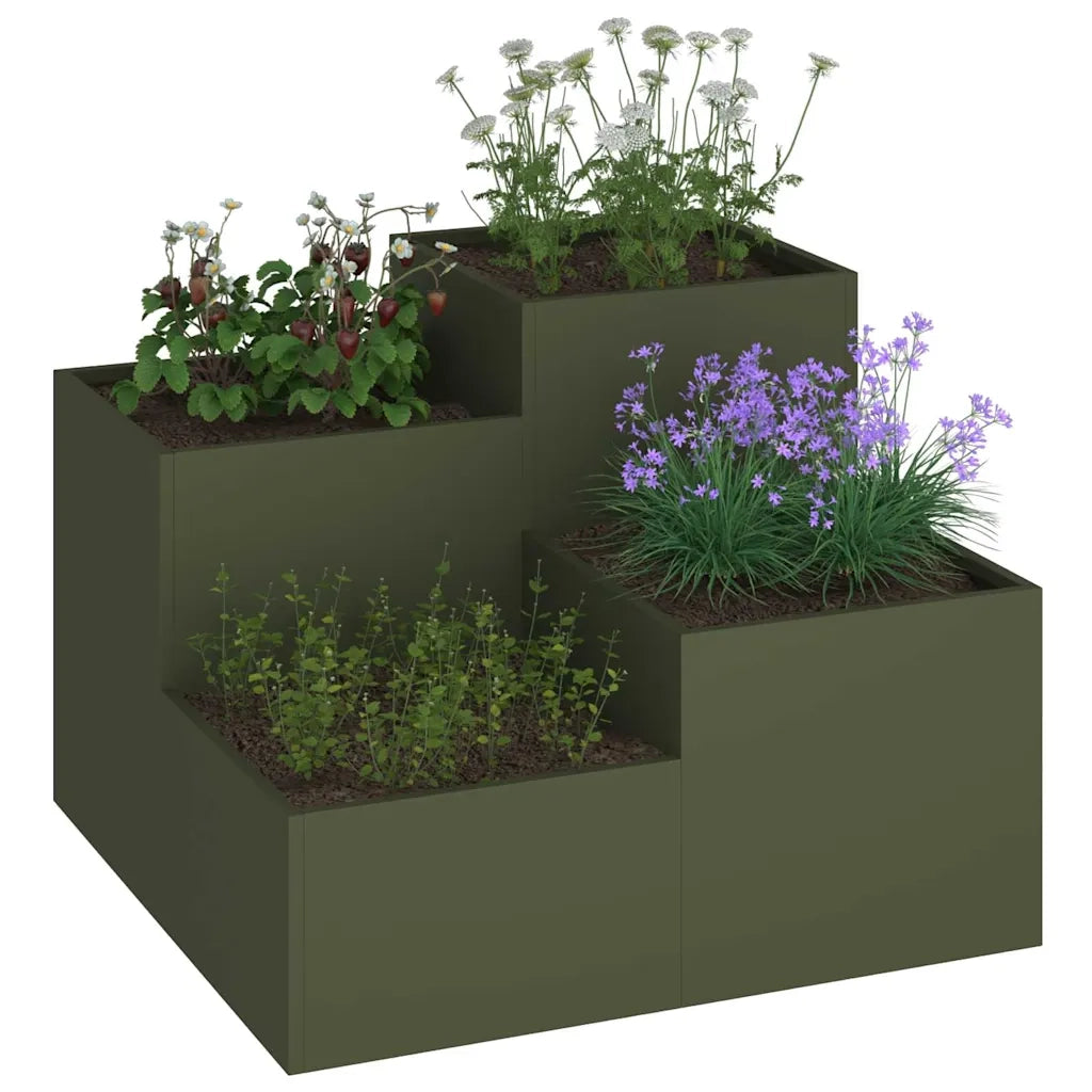 Vaso da giardino-Fioriera Esterno-Contenitore per Piante Oliver verde 80 x 80 x 60 cm Acciaio