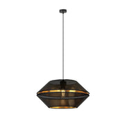 Sospensione Contemporanea 1 Luce Enea In Metallo Nero E Oro