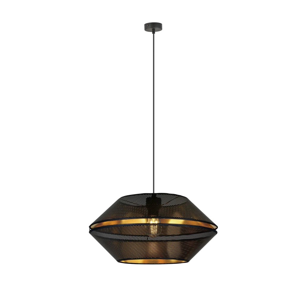 Sospensione Contemporanea 1 Luce Enea In Metallo Nero E Oro
