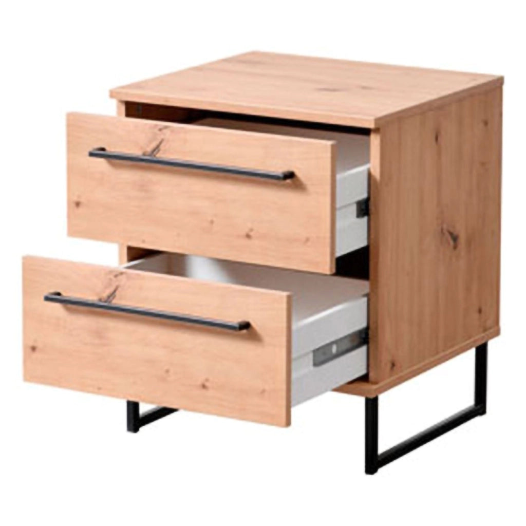 Cerignone, Comodino 2 Cassetti, 45.5x35x54h cm Marrone Rovere Nodi