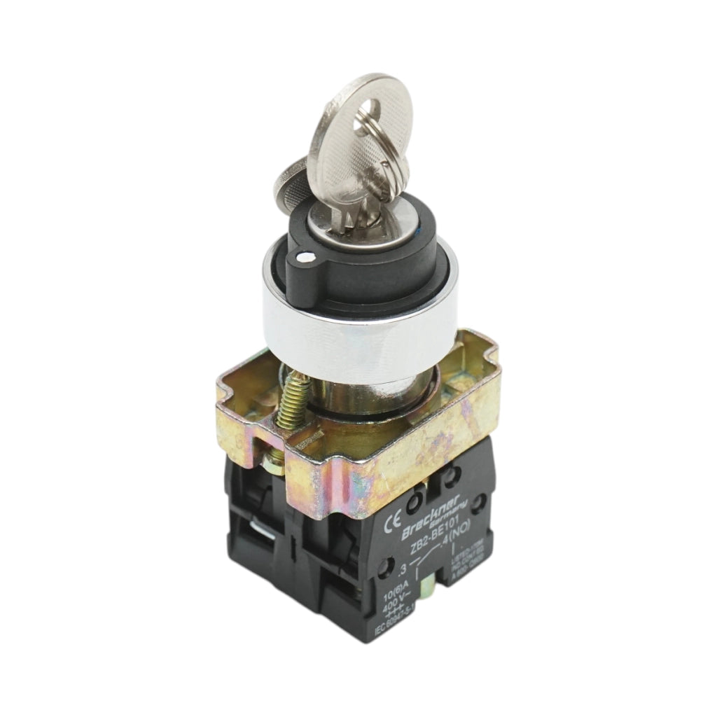 Selettore a 3 posizioni con blocco e chiave 2NO, 400V/10A, LAY5-BG33 Breckner Germany