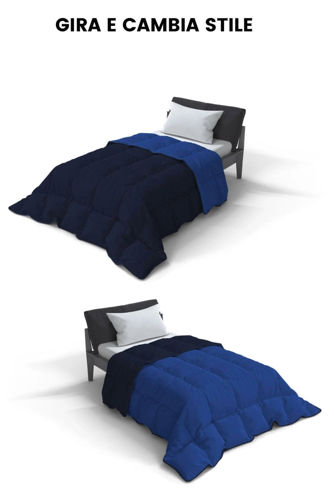Trapunta Invernale Matrimoniale Doubleface 300gr Blu Scuro/Blu Royal