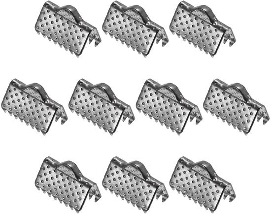 Crimp Klemmen 160 pezzi - Vouw Krimpdoppen - Estremità di Corda - Acciaio Inossidabile - Nero - 10 x 6 mm