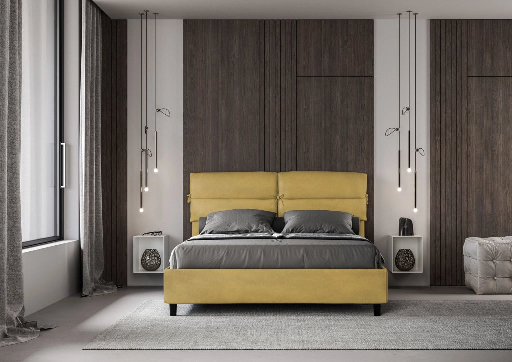 Letto Matrimoniale 160x210 cm con Rete Nandy Ocra