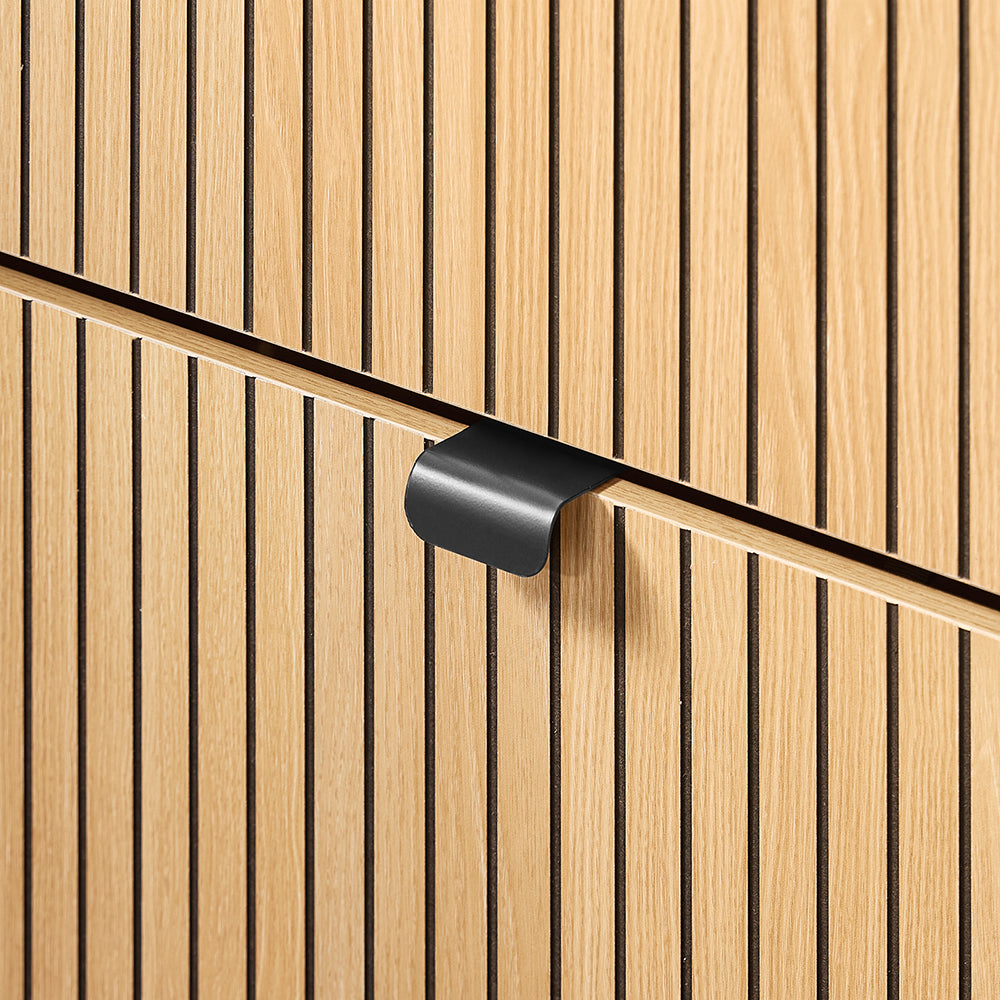 SoBuy Scarpiera Salvaspazio Slim con 2 Ante a Ribalta - Mobile Ingresso per 8 Paia di Scarpe, Scarpiera Ingresso - Design Moderno Nero Marmo e Legno Chiaro, Fissaggio Antiribaltamento - FSR203-N