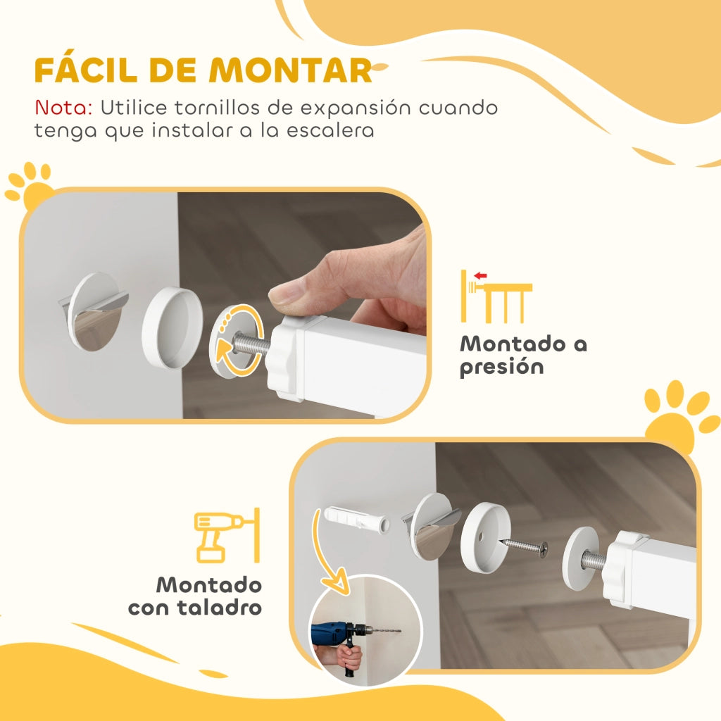Cancello Sicurezza per Cani Estensibile 75-115 cm ¨C zephmum ¨C Bianco
