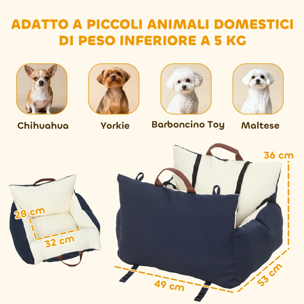 Seggiolino Auto per Cani ¨C Minimal ¨C Blu