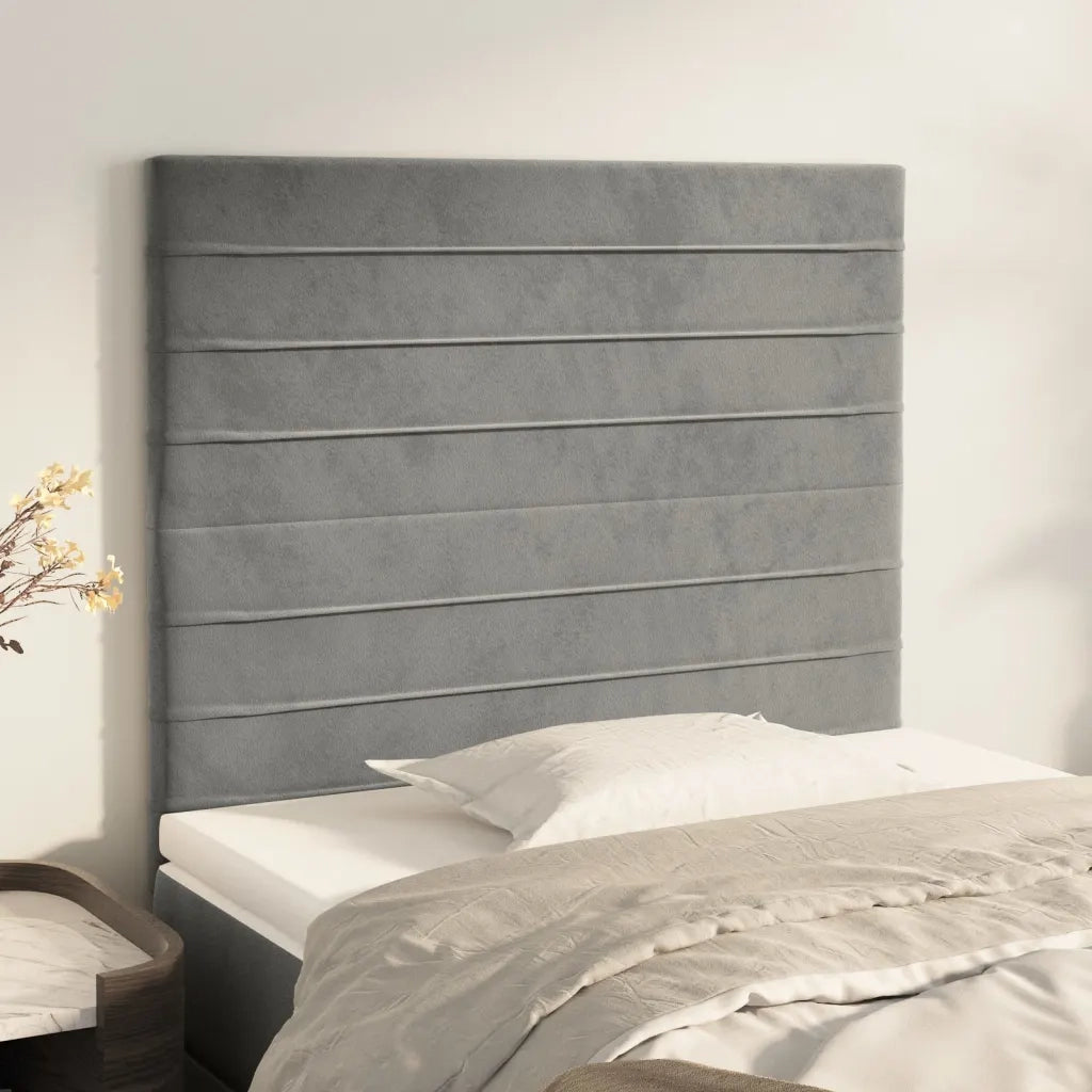 Testiera | Testata Grigio Chiaro 100x5x118/128 cm Velluto
