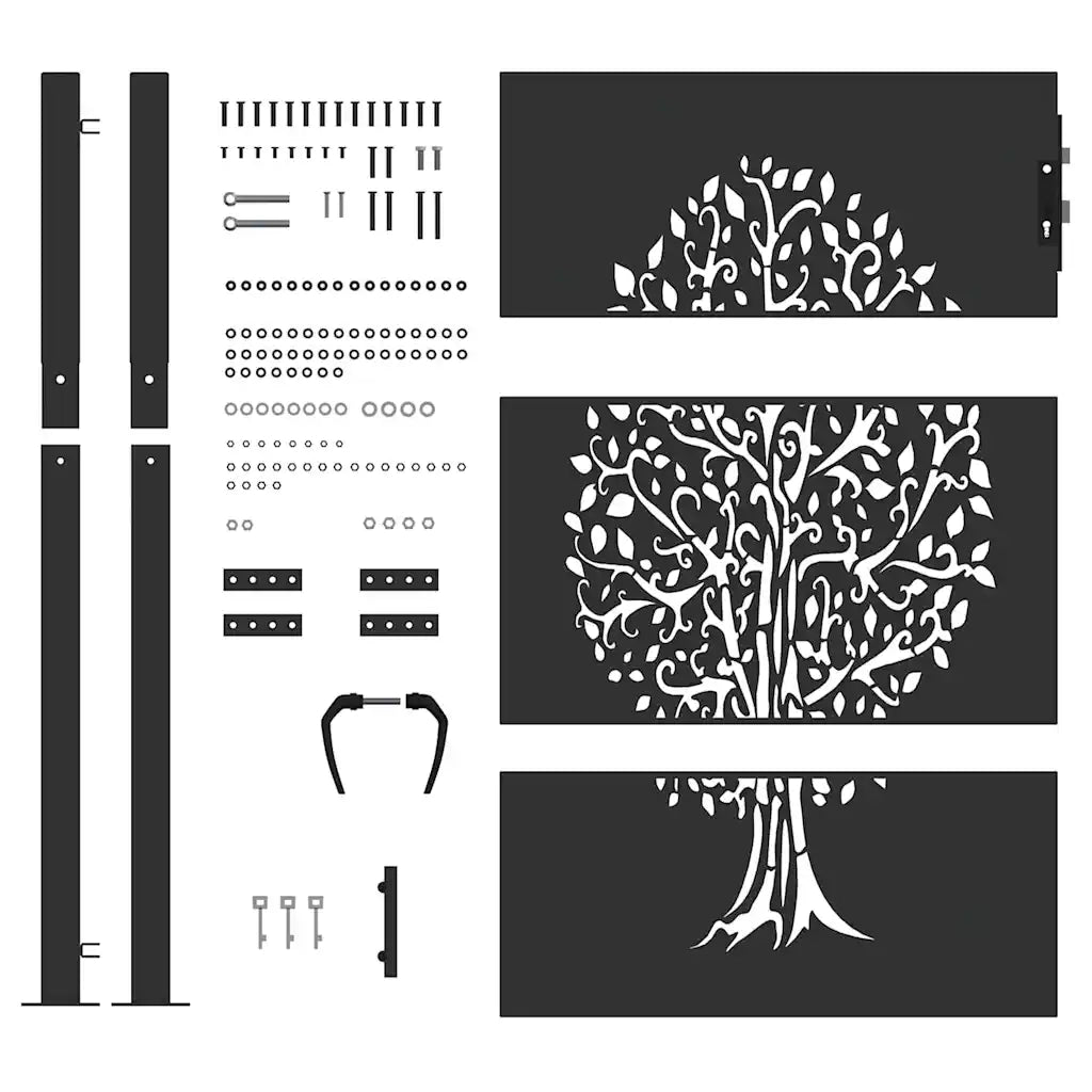 Cancello da giardino con blocco Nero 110 x 155 cm 42015886