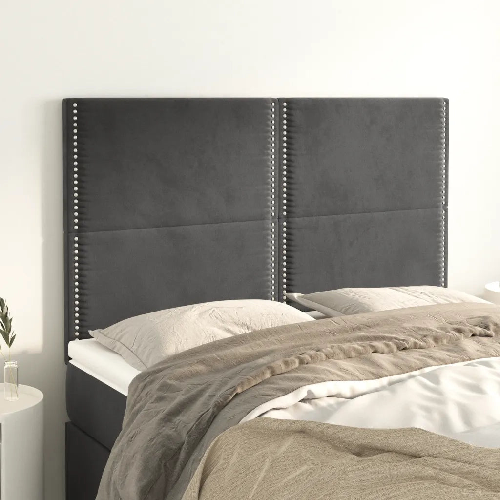 Testiera | Testata Grigio Scuro 144x5x118/128 cm Velluto