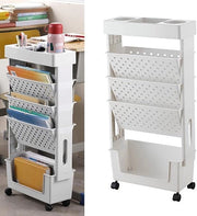 Cassettiere per Bambini con Sostegno a Parete - Piastra di Deposito per Carrello - Piastra di Deposito per Libri in Piedi - Piastra di Deposito Multifunzione per Organizzare - 70x30 cm - 40 kg - Bianco
