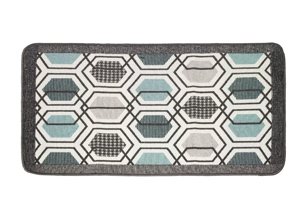 Tappeto Bagno Doccia Antiscivolo Mod. Vietri Tappetino Super Assorbente Cotone Pelo Corto - 60x170 - Azzurro
