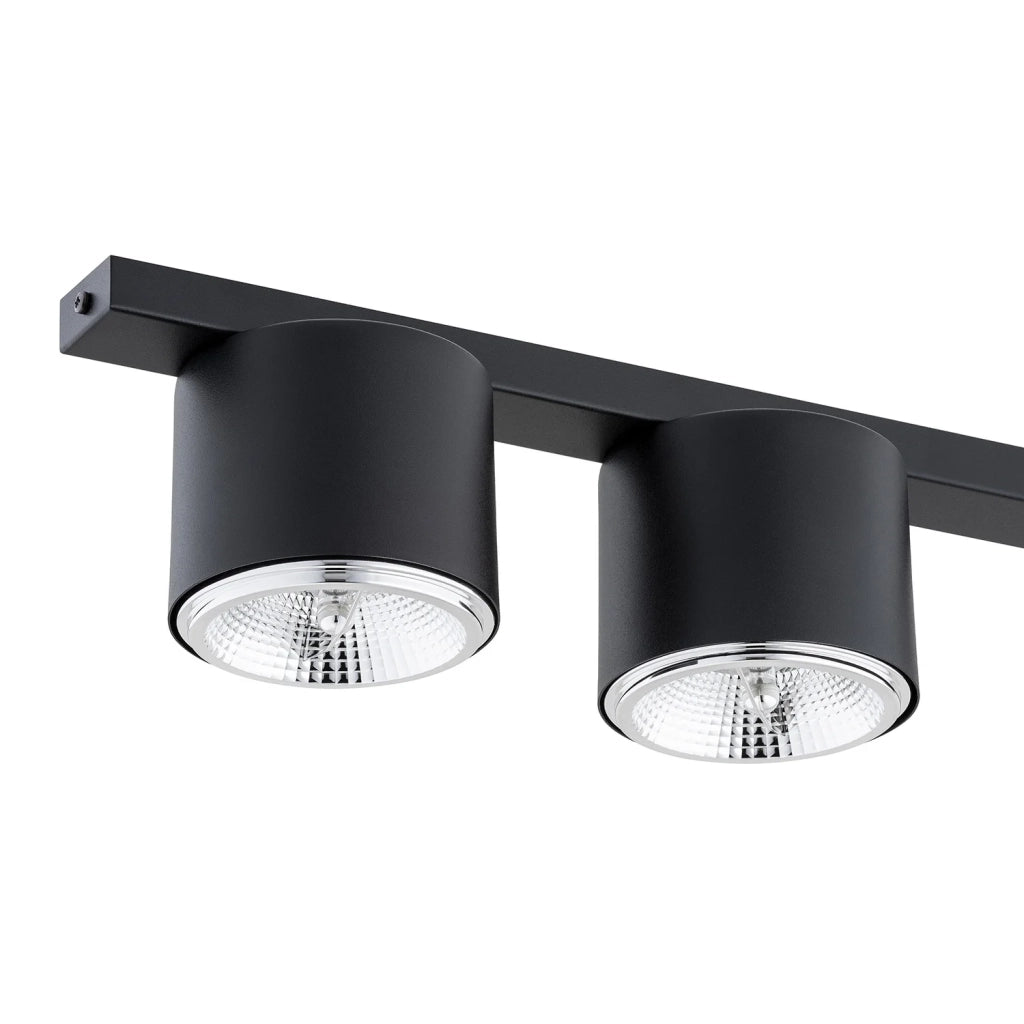 Plafoniera Moderna 4 Luci Faretti Ptah In Acciaio Nero