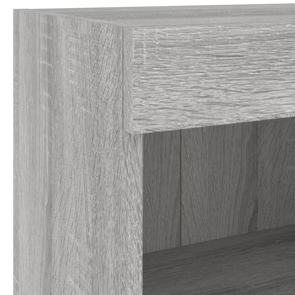Comodino con Luci LED a Parete Grigio Sonoma 837123