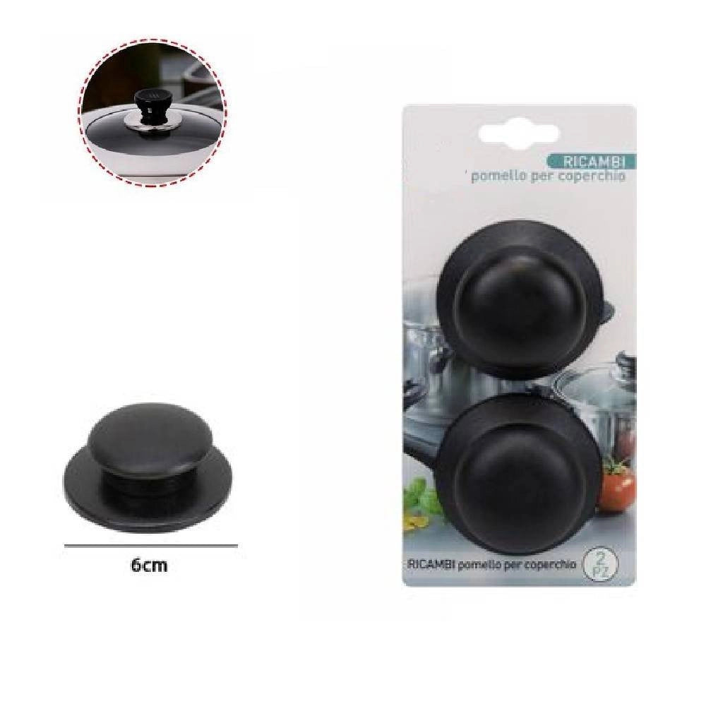 Trade Shop - Set 2 Pezzi Pomello Per Coperchi Ricambi Universali Pentole Padelle Manici 66374 -