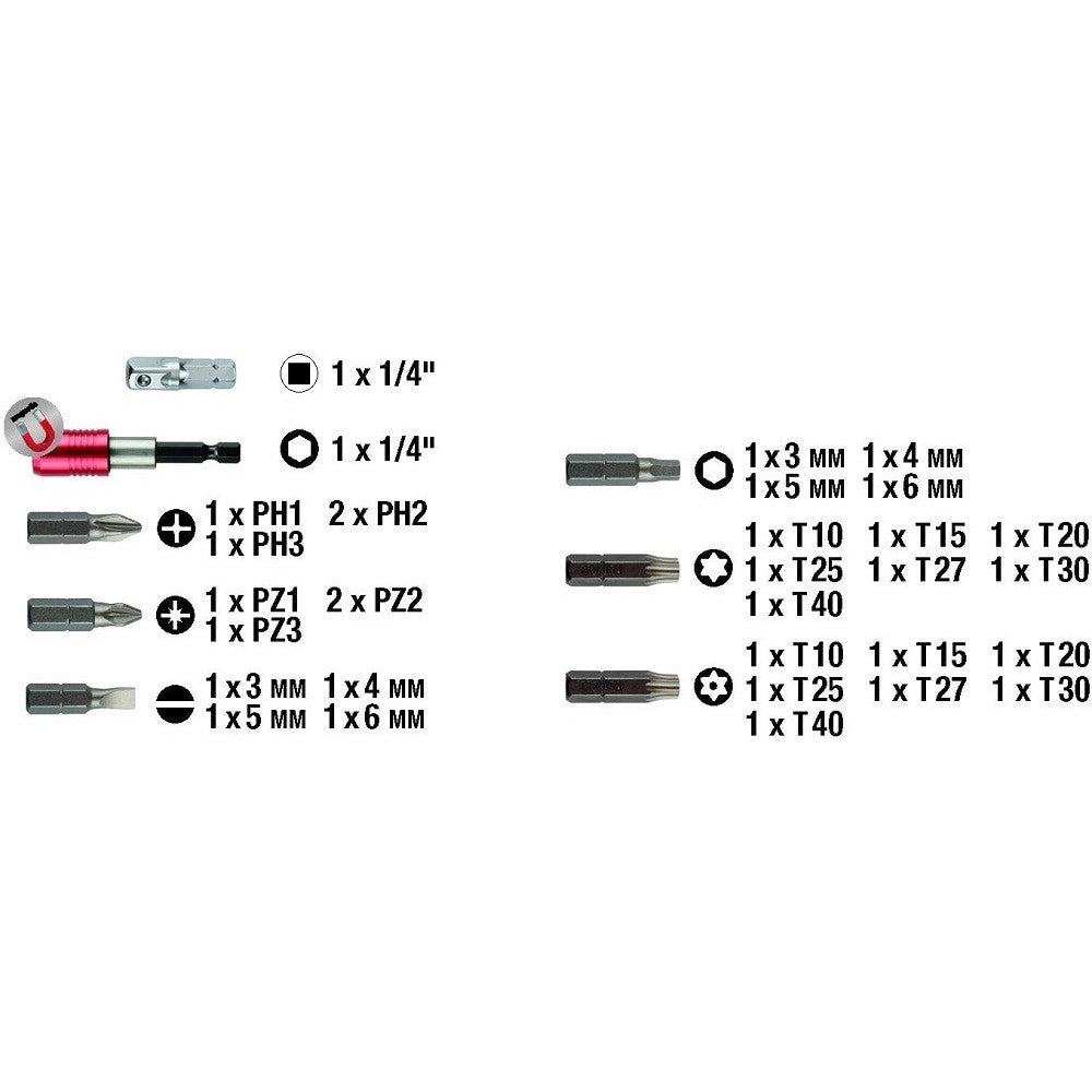 Trade Shop - Set Inserti Bit A 6 Punte Torx Per Trapano Avvitatore Con Cassetta In Plastica -