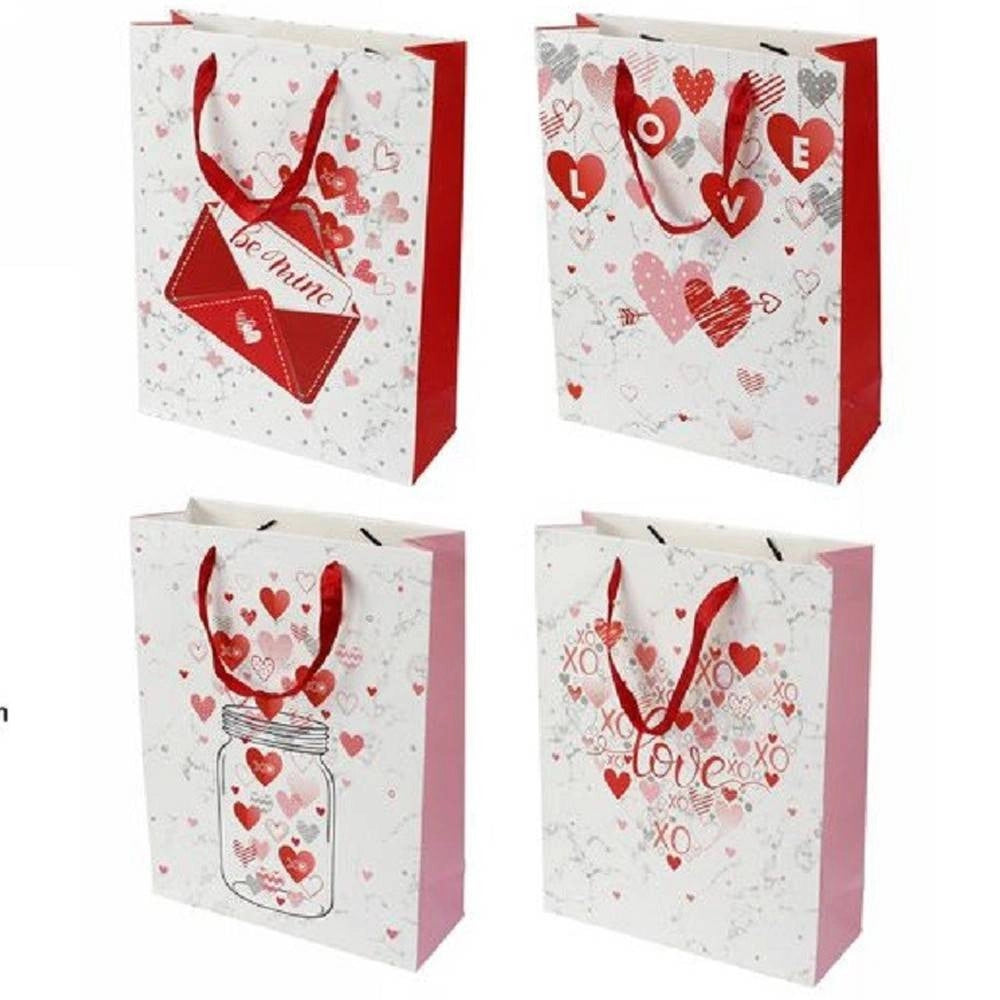 Trade Shop - Set 6 Buste Regalo Sacchetto San Valentino 18x23x8.5 Cm 71087 Fantasie Assortite -