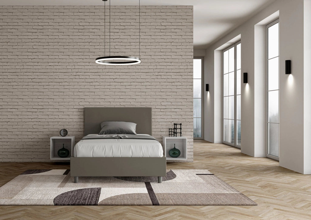 BS COM Letto una piazza e mezza contenitore imbottito 120x210 similpelle cappuccino