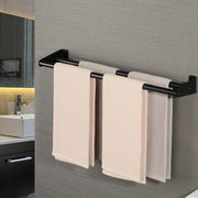 Supporto per asciugamani a muro 60CM/24-Inch doppio supporto per asciugamani cucina-camera da letto-nero-inox-lungo supporto per asciugamani-sparatore di spazio-accessorio per camera da bagno supporto per asciugamani a muro