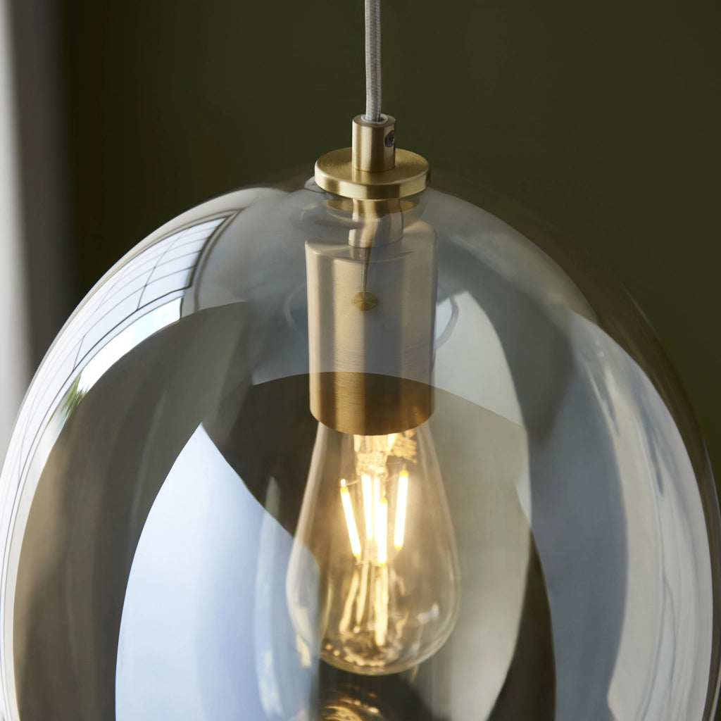 Lampada a sospensione ovale vetro champagne E27 Endon