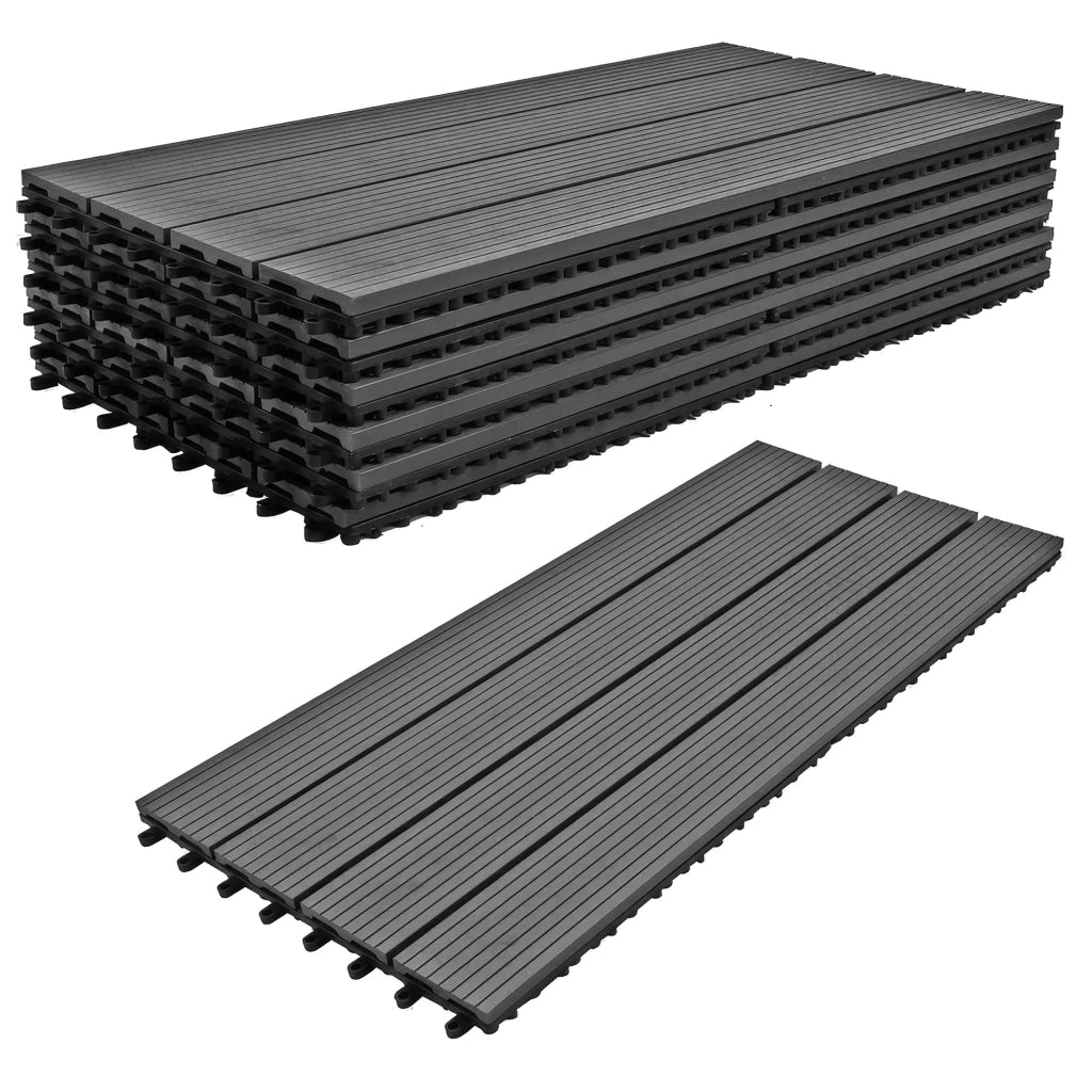 Noka - Pavimento da Esterno con Clip 90x30 cm 6 Piastrelle 1,62 m2 per Giardino Patio Terrazza in WPC NERO
