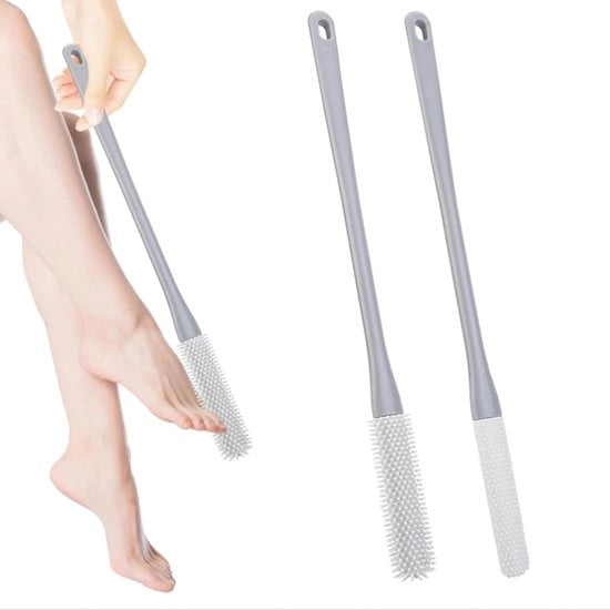 Borsetta per pulizia e peeling con setole in silicone e manico lungo
