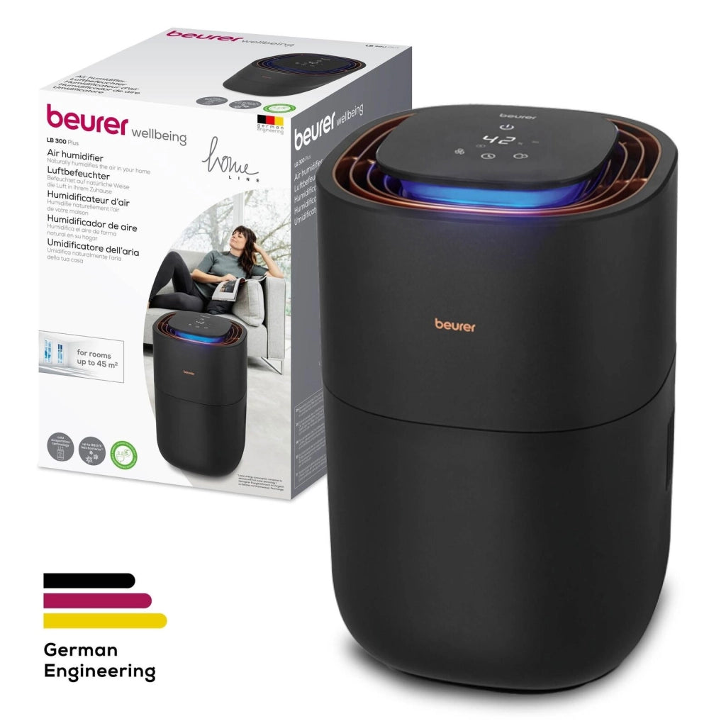 Beurer Umidificatore LB 300 Plus con Tecnologia di Evaporazione a Freddo ad Alta Efficienza Energetica, Indicatore di Umidità, Funzione di Asciugatura del Filtro Igienico, per Ambienti Fino a 45 m²