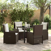 Set da Pranzo per Giardino 5 pcs Marrone polyrattan