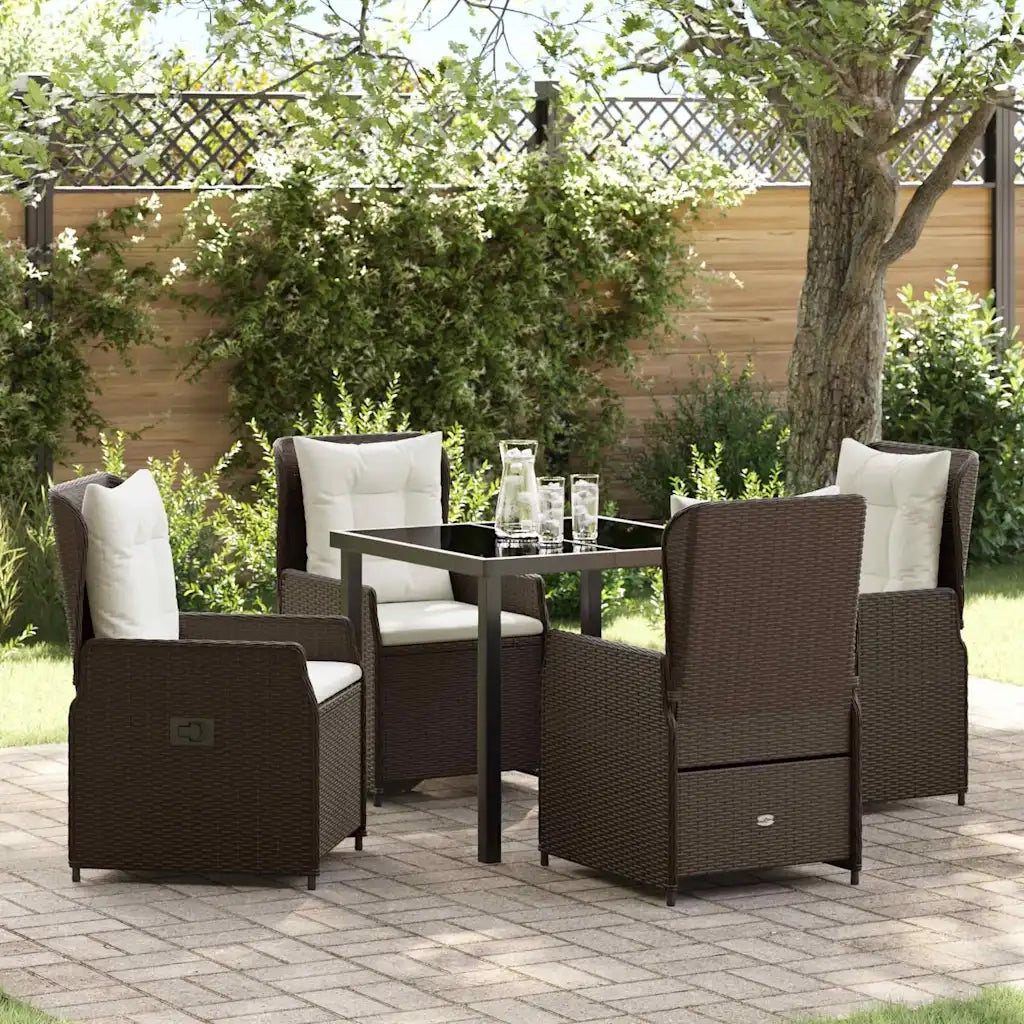 Set da Pranzo per Giardino 5 pcs Marrone polyrattan