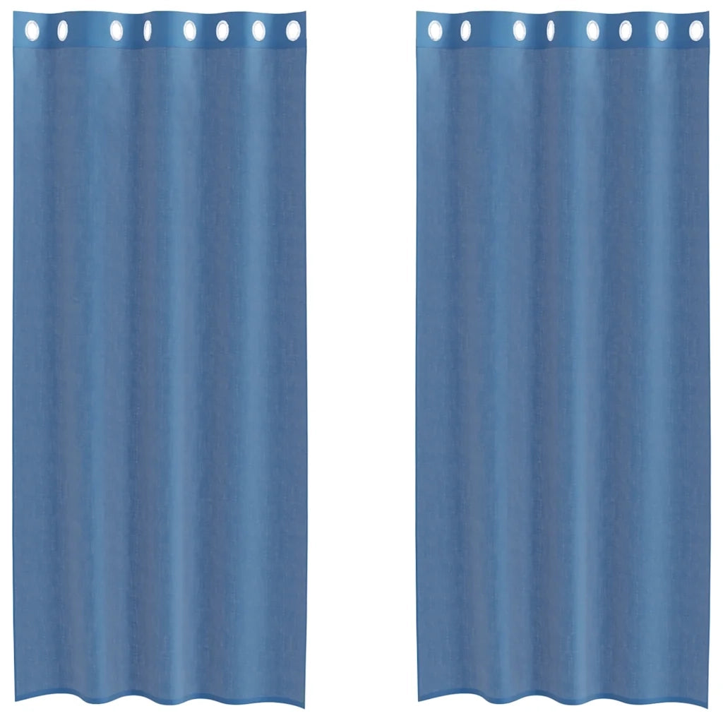 Tende in Voile con Occhielli 2 pz Blu Reale