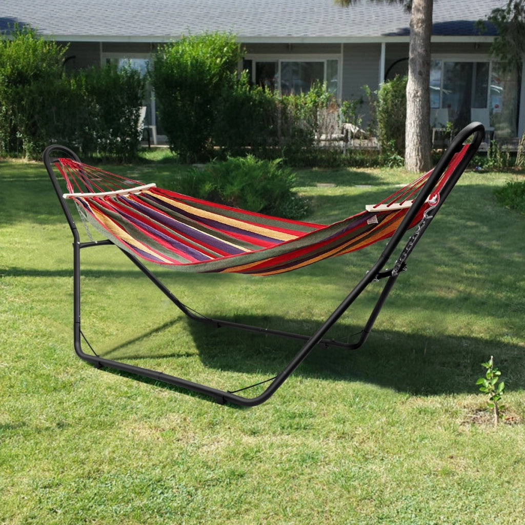 Supporto universale per amache 2,8-3,6m di lunghezza da giardino, telaio per amaca regolabile capacit¨¤ 200kg Nero
