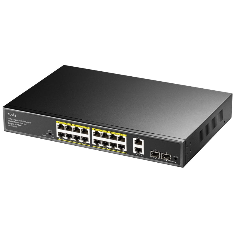 CUDY GS1018PS2 - SWICTH 16 PT GIGABIT POE+ - 2 UPLINK GIGABIT PTS - 2 GIGABIT SFP SLOTS 200W