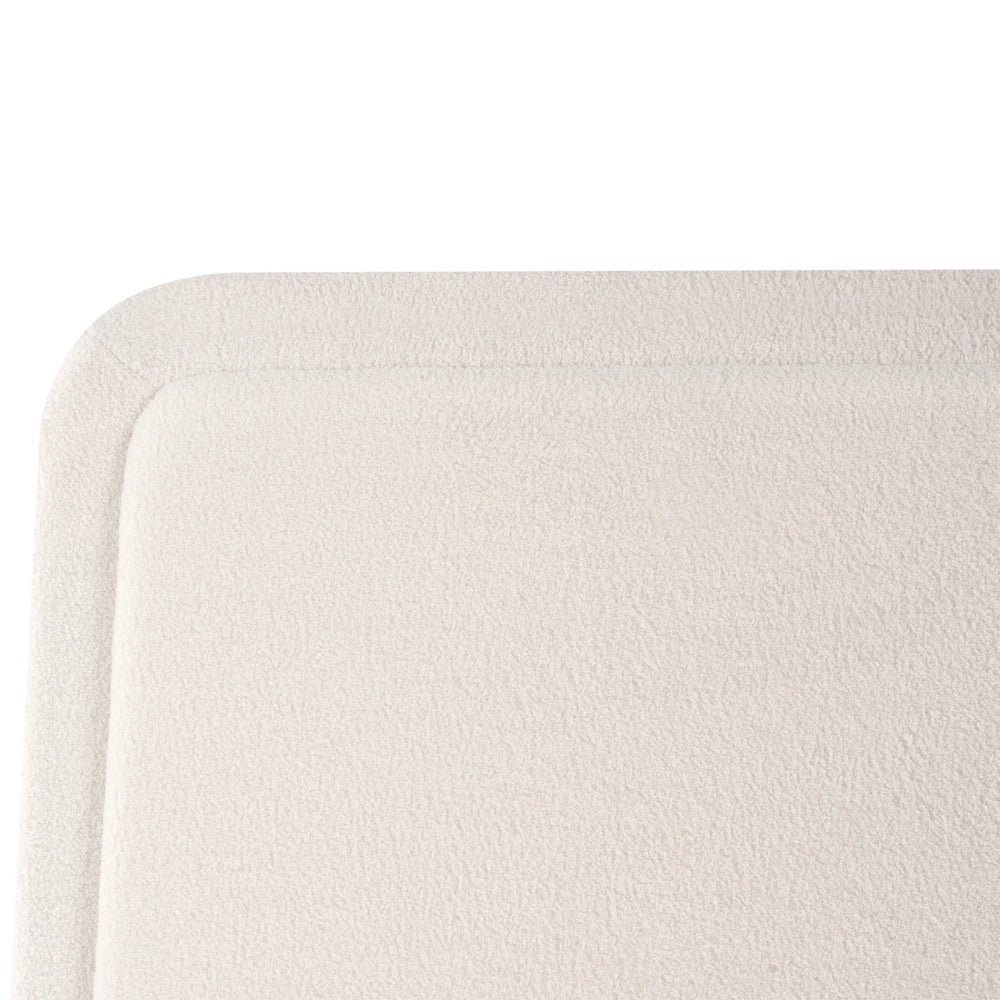 Letto imbottito in bouclé bianco sporco 180 x 200 cm Design scandinavo con morbidi cassetti sulla testiera