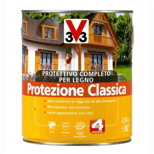 V33 Protettivo Completo Legno Protezione Classica Colore Noce Antico 750 ml