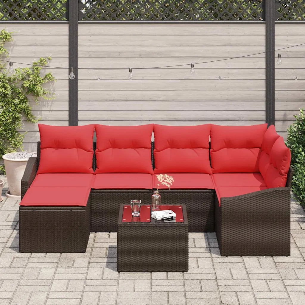 Set di divani 7 pz Marrone polyrattan 3346804