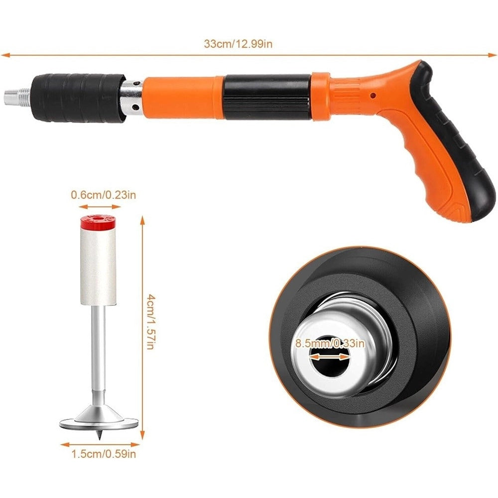 Trade Shop - Mini Pistola Sparachiodi Manuale Con 10 Chiodi Portatile Silenziatore Regolabile -