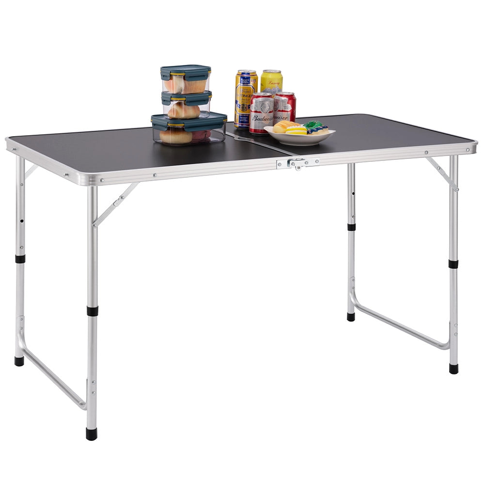 Tavolo Campeggio Picnic Altezza Regolabile Pieghevole Grigio 120x60x70/61/54H cm