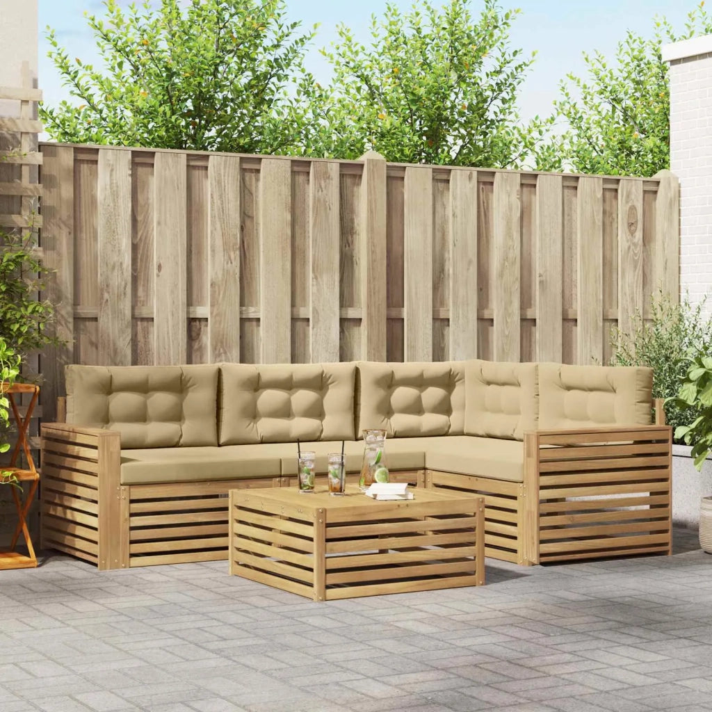 Set di divani da esterno 5 pcs Bianco e Beige 79 x 79 x 37 cm 3390453